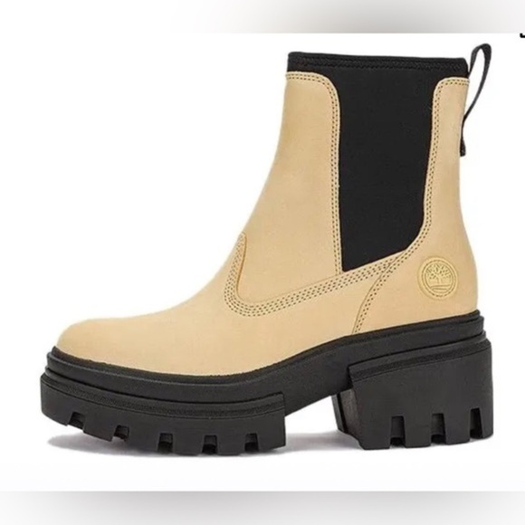 Timberland Everleigh Light Yellow nubuck lug sole side goring Chelsea Boots sz 8 - Picture 7 of 8